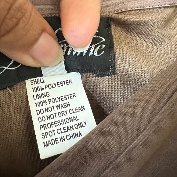 LA Femme Brown Taupe Cocoa Ruched Stretch Jersey Column Gown Womens 14 - Picture 14 of 15